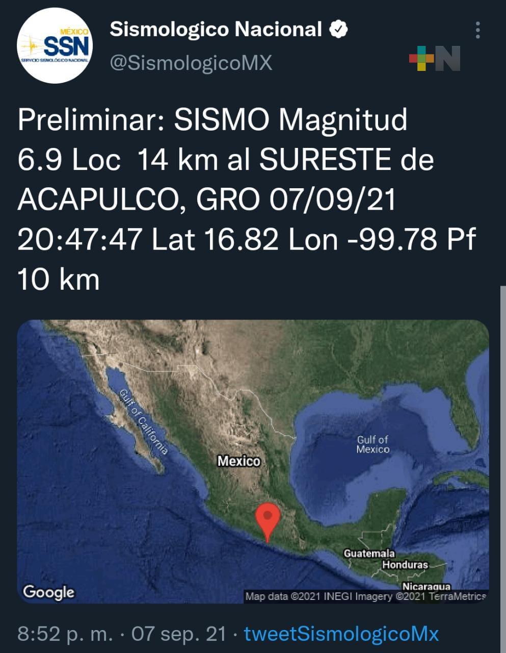 Se Reporta Sismo De Magnitud 6 9 Con Epicentro En Acapulco Guerrero